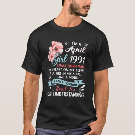 私は4月の女の子1991 30歳の誕生日ギフト30年 Tシャツ (正面)