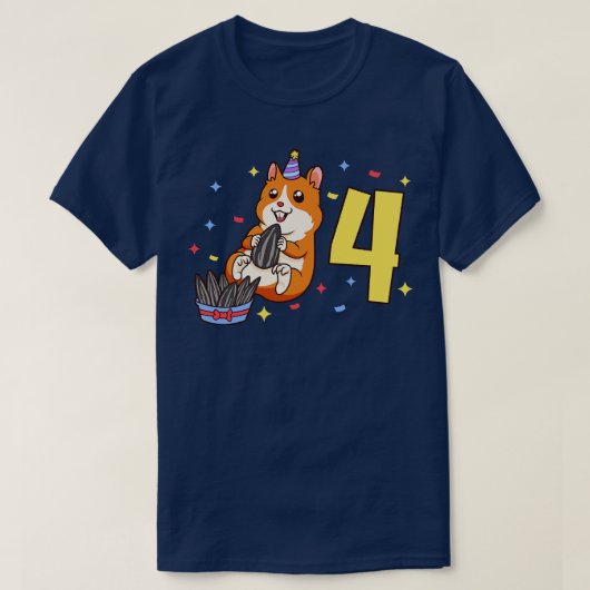 私は4歳でハムスター子供の誕生日を持つ Tシャツ (デザイン正面)