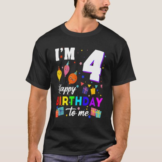 私は4歳のハッピーバースデーから4歳の誕生日 Tシャツ (正面)