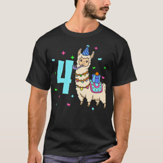 私は4歳ラマ子供の誕生日4歳 Tシャツ