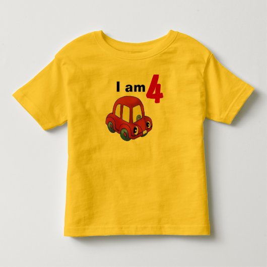 私は4歳（赤いトイカー） トドラーTシャツ (正面)