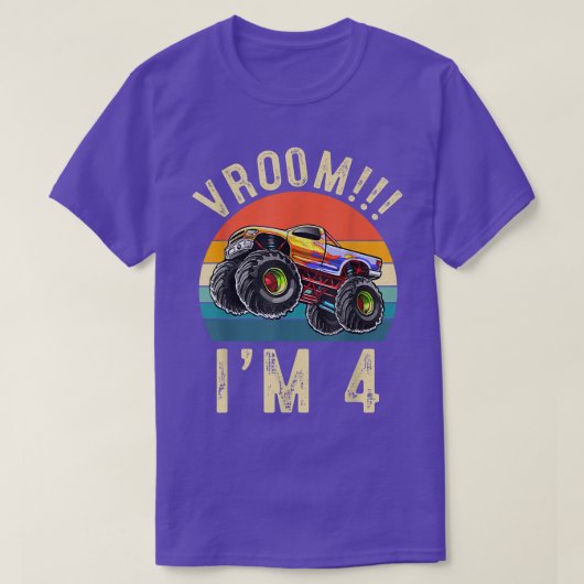 私は4歳Vroom 4th誕生日パーティートラック車 Tシャツ (デザイン正面)