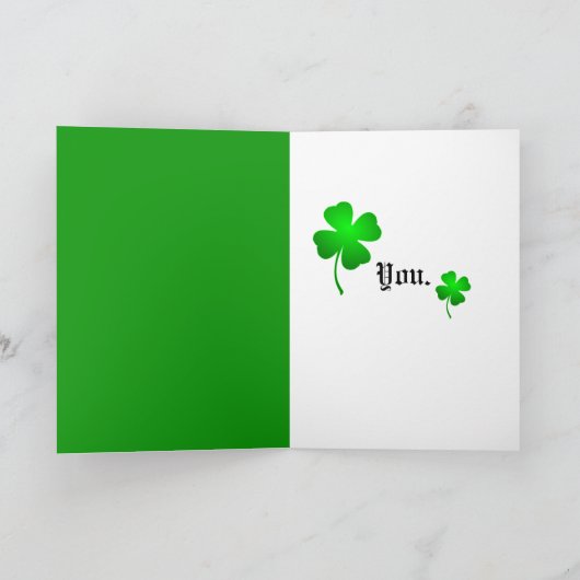 私は4葉のクローバーのグリーティングカードの下を見ていた カード (内部)