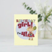 私は4誕生日ガールTシャツとギフト ポストカード (スタンド正面)