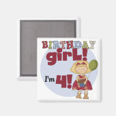 私は4誕生日ガールTシャツとギフト マグネット (正面/裏面)
