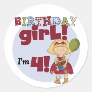 私は4誕生日ガールTシャツとギフト ラウンドシール
