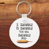 私は4頭のトウモロコシ犬を叫ぶ キーホルダー (正面)