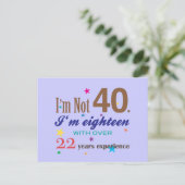 私は40ではない – おもしろい誕生日 ポストカード (スタンド正面)