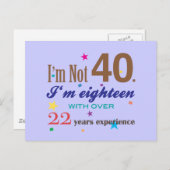 私は40ではない – おもしろい誕生日 ポストカード (正面/裏面)