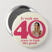 私は40年レディースバースデーボタン/バッジ 缶バッジ (正面&裏面)