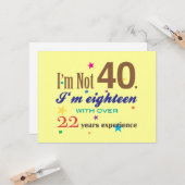 私は40才-おもしろいな誕生日ではないです カード (正面/裏面インサイチュ)