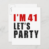 私は41レッツパーティー インビテーションポストカード (正面/裏面)