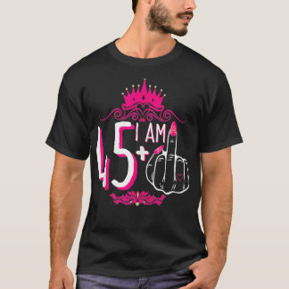 私は45プラス1中指ピンククラウン女性46th tシャツ