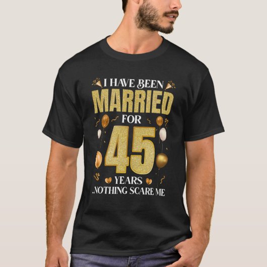 私は45年結婚した間45thアニ結婚ーだ tシャツ (正面)