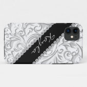 私は5つのカバー銀製の黒いエンボスの一見のデザインに電話をかけます Case-Mate iPhoneケース (裏面(横))