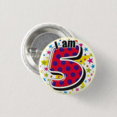 私は5つの誕生日ボタンです 缶バッジ (正面&裏面)