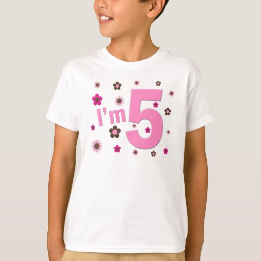 私は5ピンクと茶色の花だ Tシャツ (正面)