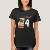 私は5人の誕生日かわいい可愛いパグとドーナツ犬ファン Tシャツ (正面)