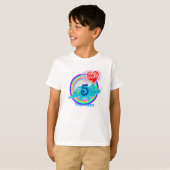 私は5才-第5誕生祝いの青いディーノのTシャツです Tシャツ (正面フル)