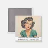 私は5皮肉おもしろいレトロ50sことわざが好き マグネット (正面/裏面)