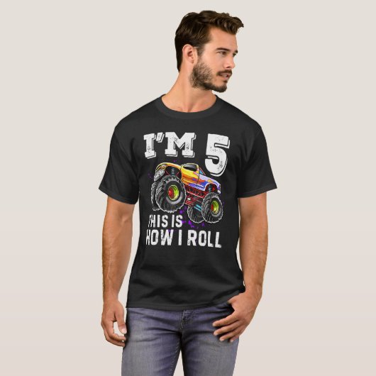 私は5私はモンスタートラック転がの5番目の誕生田 Tシャツ (正面フル)