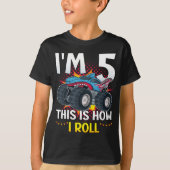 私は5私はモンスタートラック転がーボーイ Tシャツ (正面)