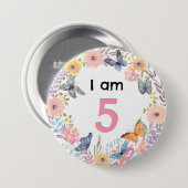私は5美しいフローラ蝶ピンバッジボタン 缶バッジ (正面&裏面)