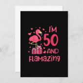 私は50でFlamazing - Amazing 50th誕生日- Fla 招待状 (正面/裏面)