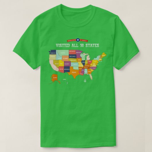 私は50州の全マップを訪れた Tシャツ (デザイン正面)