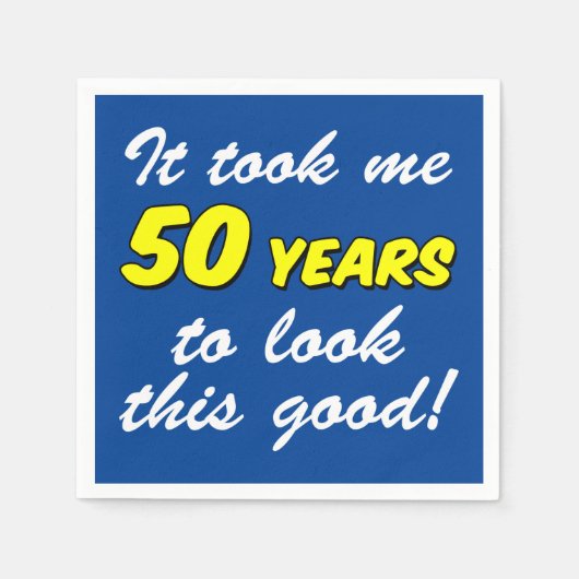 私は50年この良い青いナプキンに見えた スタンダードカクテルナプキン (正面)