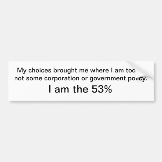 私は53%才です バンパーステッカー (正面)