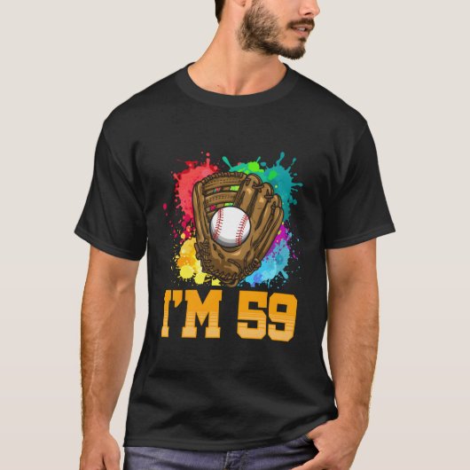 私は59スポーツ手袋野球選手59位だ Tシャツ (正面)