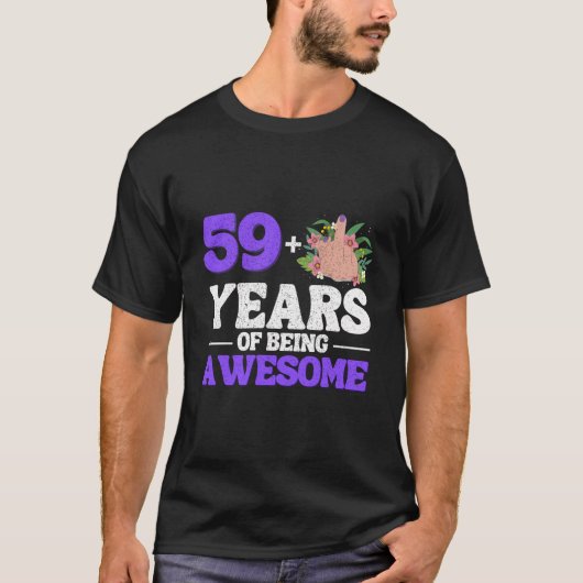私は59プラス1中指60誕生日 Tシャツ (正面)