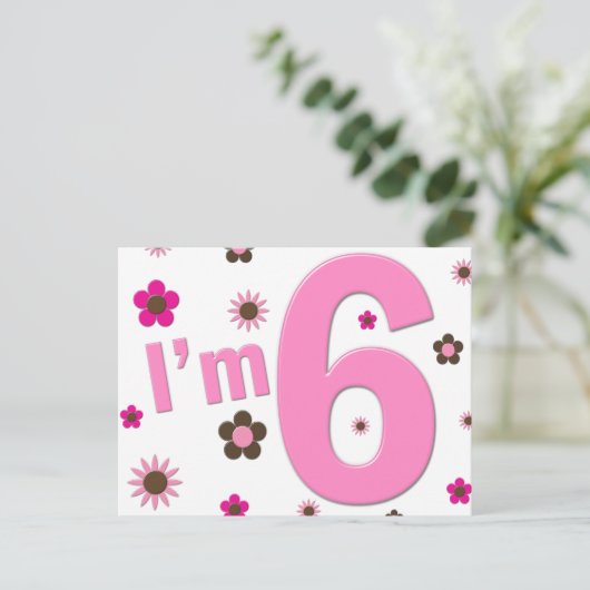 私は6つのピンクおよびブラウンの花です ポストカード (スタンド正面)