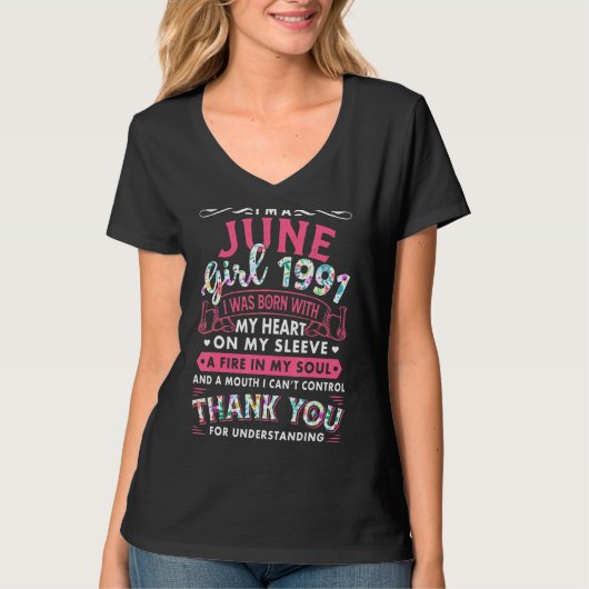 私は6月ガール1991 31誕生日31年 Tシャツ (正面)