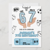 私は6歳だった 今私は7歳 誕生日パーティーの招待状（６７回目の） カード (正面)