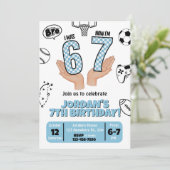 私は6歳だった 今私は7歳 誕生日パーティーの招待状（６７回目の） カード (スタンド正面)