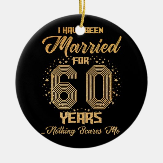 私は60年結婚した間アンニに結婚行った セラミックオーナメント (正面)