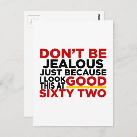 私は62の誕生日デザインでこれを良く見える ポストカード (正面/裏面)