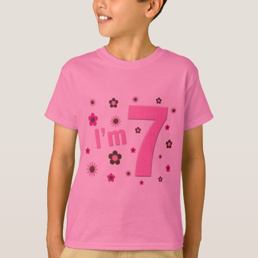 私は7つのピンクおよびブラウンの花です Tシャツ (正面)