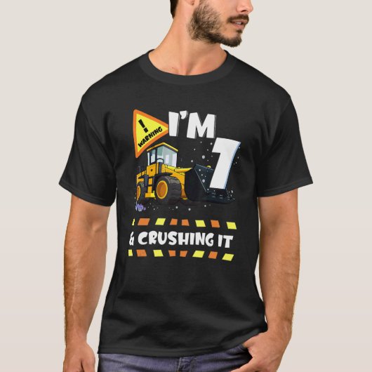 私は7で粉砕It建築掘削機7番目B Tシャツ (正面)