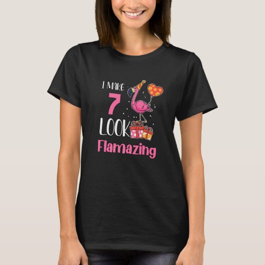 私は7を見てFlamazing 7歳のフラミンゴ7番目B Tシャツ (正面)