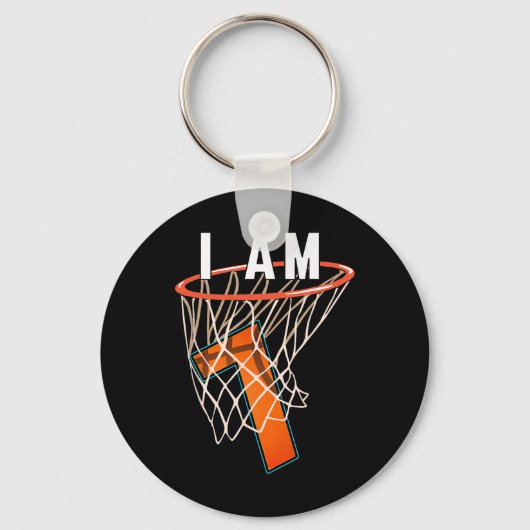 私は7バスケットボールをテーマにした7th誕生日パーティーのセレブ キーホルダー (正面)