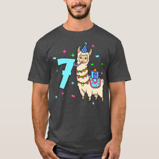 私は7ラマ子供の誕生日7歳 Tシャツ
