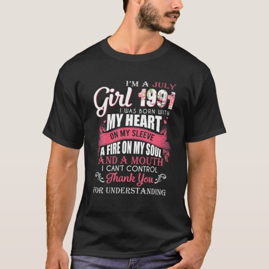 私は7月の女の子1991 30歳の誕生日ギフト30年 Tシャツ (正面)