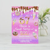 私は7歳じゃない、6歳だよ 女の子6歳の誕生日招待状 招待状 (スタンド正面)