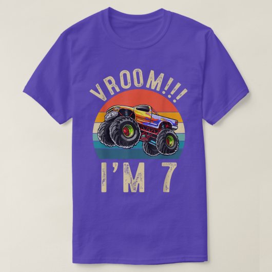 私は7歳のVroom 7th誕生日パーティートラックカー Tシャツ (デザイン正面)