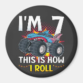 私は7私はモンスタートラック転がックサークル マグネット (正面)
