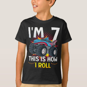 私は7私はモンスタートラック転がーボーイ Tシャツ