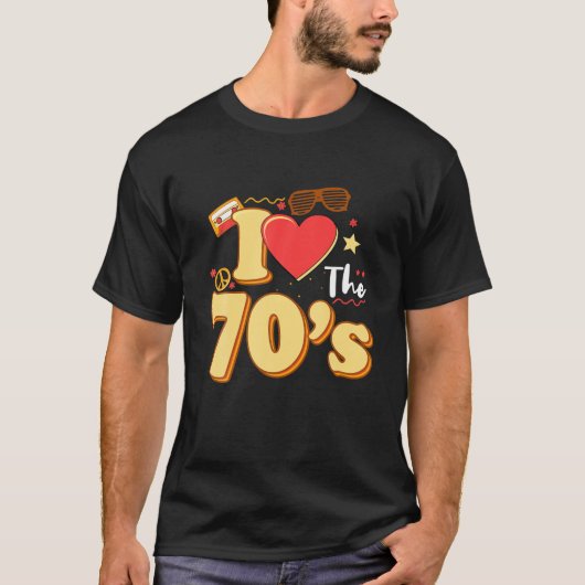 私は70年代のハート70年代のクールレトロ Tシャツ (正面)